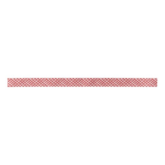 Red Gingham Check Party Ribbon Satijnen Lint (Voorkant)