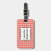 Red Gingham Check Pattern Bagagelabel (Voorkant verticaal)