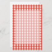 Red Gingham Check Pattern Briefpapier (Voorkant / Achterkant)