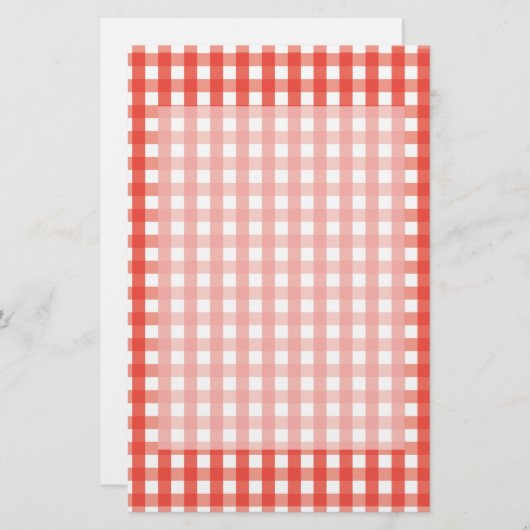 Red Gingham Check Pattern Briefpapier (Voorkant / Achterkant)