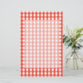 Red Gingham Check Pattern Briefpapier (Staand voorkant)