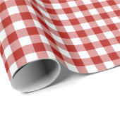 Red Gingham Check Pattern Cadeaupapier (Rol Hoek)