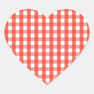 Red Gingham Check Pattern Hart Sticker