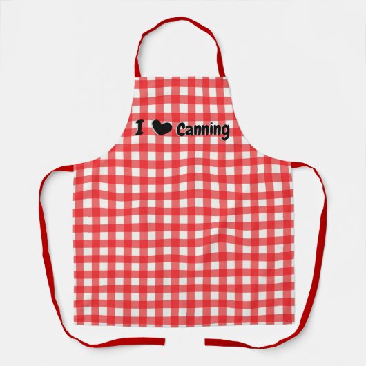 Red Gingham Check Pattern I Heart Canning Schort (Voorkant)
