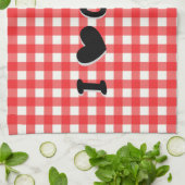 Red Gingham Check Pattern I Heart Canning Theedoek (Gevouwen)