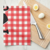 Red Gingham Check Pattern I Heart Canning Theedoek (Quarter Fold)