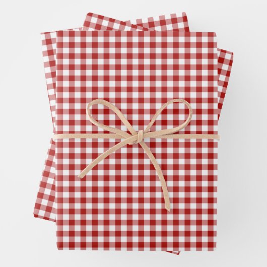 Red Gingham Check Pattern Inpakpapier Vel (In situ)
