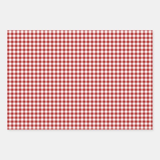 Red Gingham Check Pattern Inpakpapier Vel (Voorkant)
