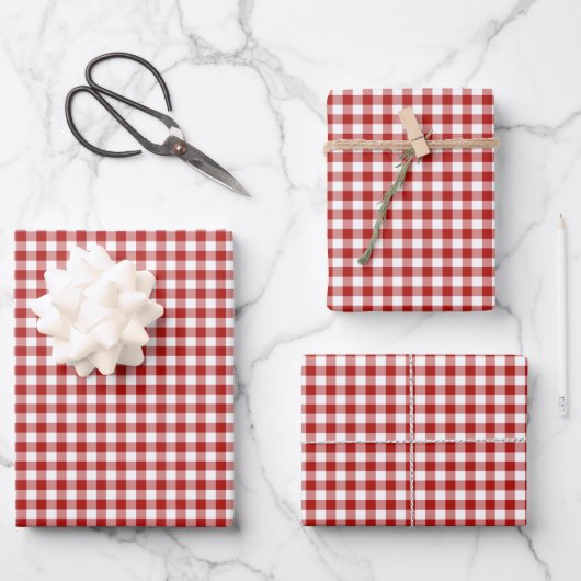 Red Gingham Check Pattern Inpakpapier Vel (Voorkant)