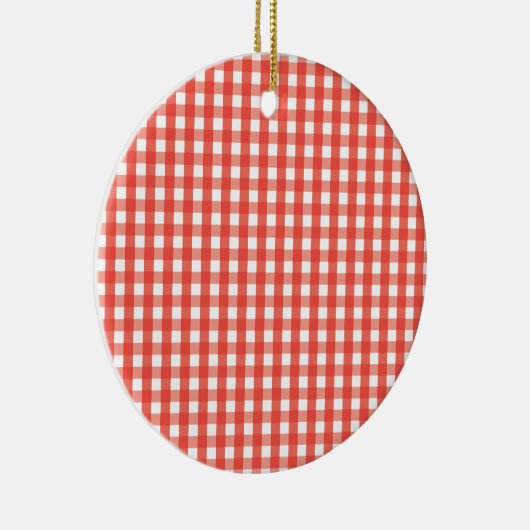 Red Gingham Check Pattern Keramisch Ornament (Rechts)