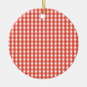 Red Gingham Check Pattern Keramisch Ornament (Voorkant)