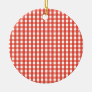 Red Gingham Check Pattern Keramisch Ornament