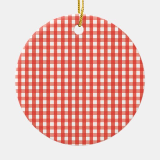Red Gingham Check Pattern Keramisch Ornament (Voorkant)