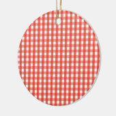 Red Gingham Check Pattern Keramisch Ornament (Links)
