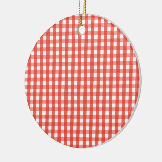 Red Gingham Check Pattern Keramisch Ornament (Links)
