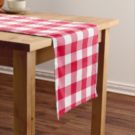 Red Gingham Check Pattern Korte Tafelloper