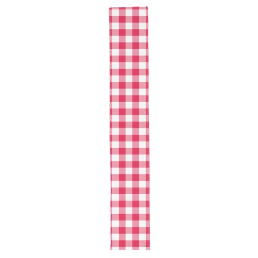 Red Gingham Check Pattern Lange Tafelloper (Voorkant)