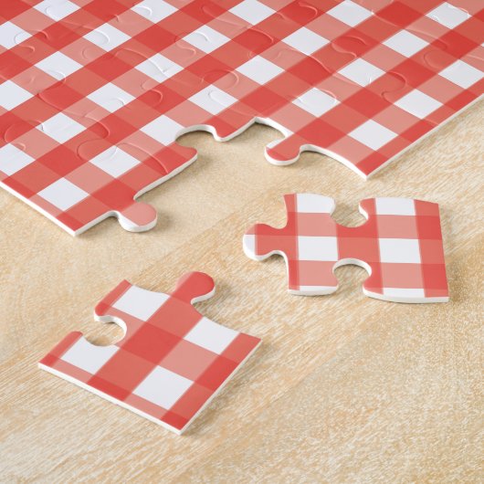 Red Gingham Check Pattern Legpuzzel (Zijkant)