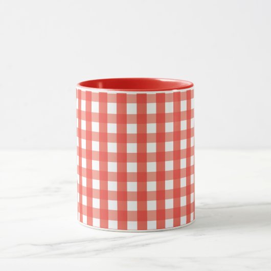 Red Gingham Check Pattern Mok (Midden)