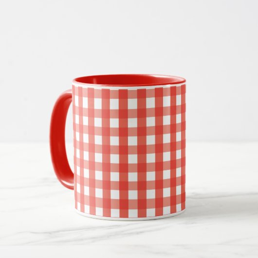 Red Gingham Check Pattern Mok (Voorkant links)