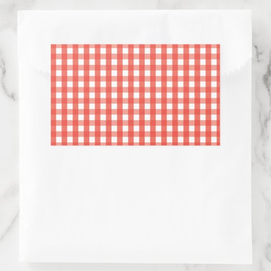 Red Gingham Check Pattern Rechthoekige Sticker (Tas)