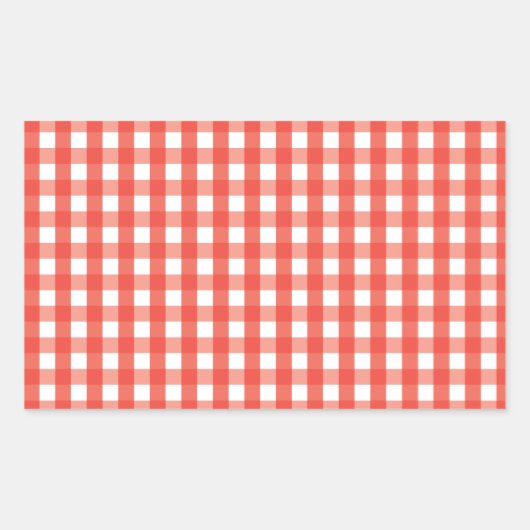 Red Gingham Check Pattern Rechthoekige Sticker (Voorkant)