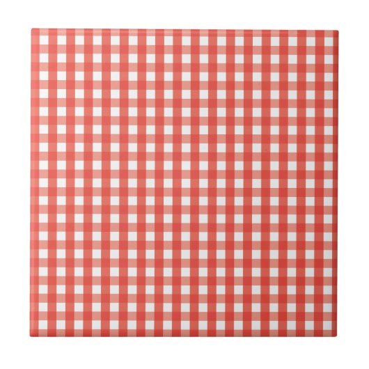 Red Gingham Check Pattern Tegeltje (Voorkant)