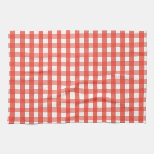 Red Gingham Check Pattern Theedoek (Horizontaal)