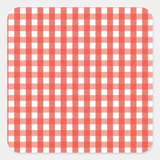 Red Gingham Check Pattern Vierkante Sticker (Voorkant)