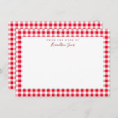 Red Gingham Check Personal Stationery Hartelijk da Bedankkaart (Voorkant / Achterkant)
