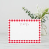Red Gingham Check Personal Stationery Hartelijk da Bedankkaart (Staand voorkant)