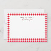 Red Gingham Check Personal Stationery Hartelijk da Bedankkaart (Voorkant)