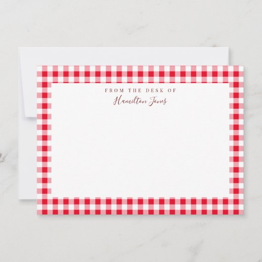 Red Gingham Check Personal Stationery Hartelijk da Bedankkaart (Voorkant)
