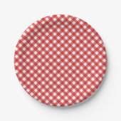 Red Gingham Checkered BBQ Party Papieren Bordje (Voorkant)