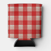 Red Gingham Checkered Pattern Burlap Kijk Blikjeskoeler (Voorkant)