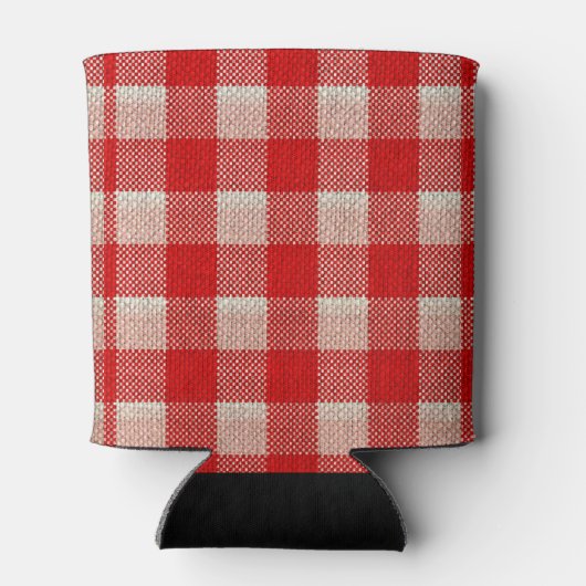 Red Gingham Checkered Pattern Burlap Kijk Blikjeskoeler (Achterkant)