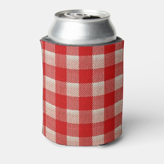 Red Gingham Checkered Pattern Burlap Kijk Blikjeskoeler (Blikje Achterkant)