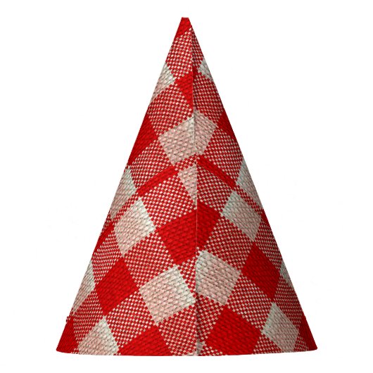 Red Gingham Checkered Pattern Burlap Kijk Feesthoedjes (Achterkant)