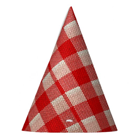 Red Gingham Checkered Pattern Burlap Kijk Feesthoedjes (Links)