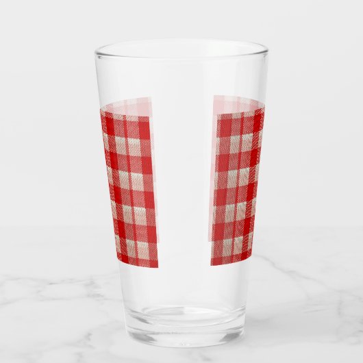 Red Gingham Checkered Pattern Burlap Kijk Glas (Rechts)