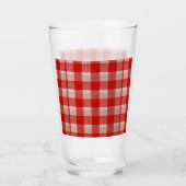 Red Gingham Checkered Pattern Burlap Kijk Glas (Voorkant)