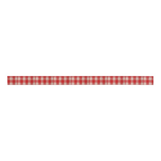 Red Gingham Checkered Pattern Burlap Kijk Grosgrain Lint (Voorkant)