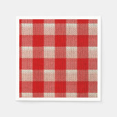Red Gingham Checkered Pattern Burlap Kijk Servetten (Voorkant)