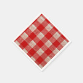 Red Gingham Checkered Pattern Burlap Kijk Servetten (Hoek)