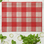 Red Gingham Checkered Pattern Burlap Kijk Theedoek (Gevouwen)
