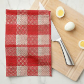 Red Gingham Checkered Pattern Burlap Kijk Theedoek (Quarter Fold)
