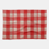 Red Gingham Checkered Pattern Burlap Kijk Theedoek (Horizontaal)