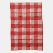 Red Gingham Checkered Pattern Burlap Kijk Theedoek (Verticaal)