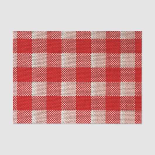 Red Gingham Checkered Pattern Burlap Kijk Tissuepapier (Voorkant)