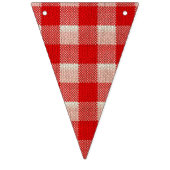 Red Gingham Checkered Pattern Burlap Kijk Vlaggetjes (Eerste vlag)
